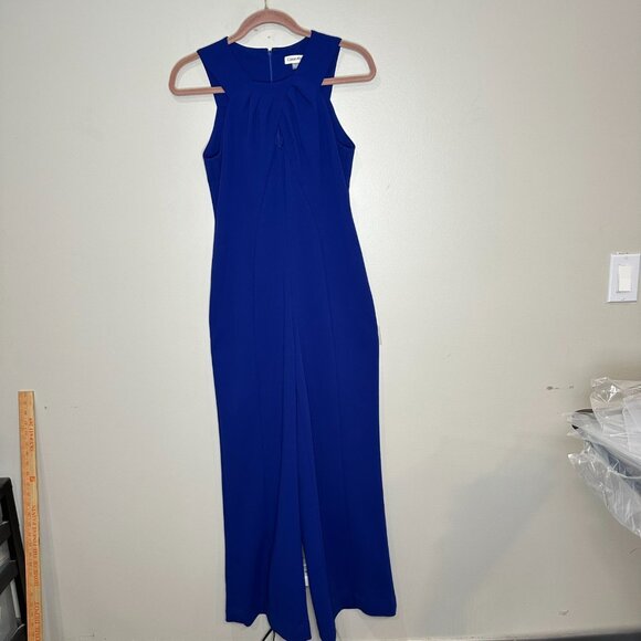 Calvin Klein Royal Blue Jumpsuit Size 6 Wide Leg Sleeveless Cutout - Picture 1 of 9